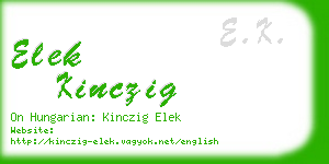 elek kinczig business card